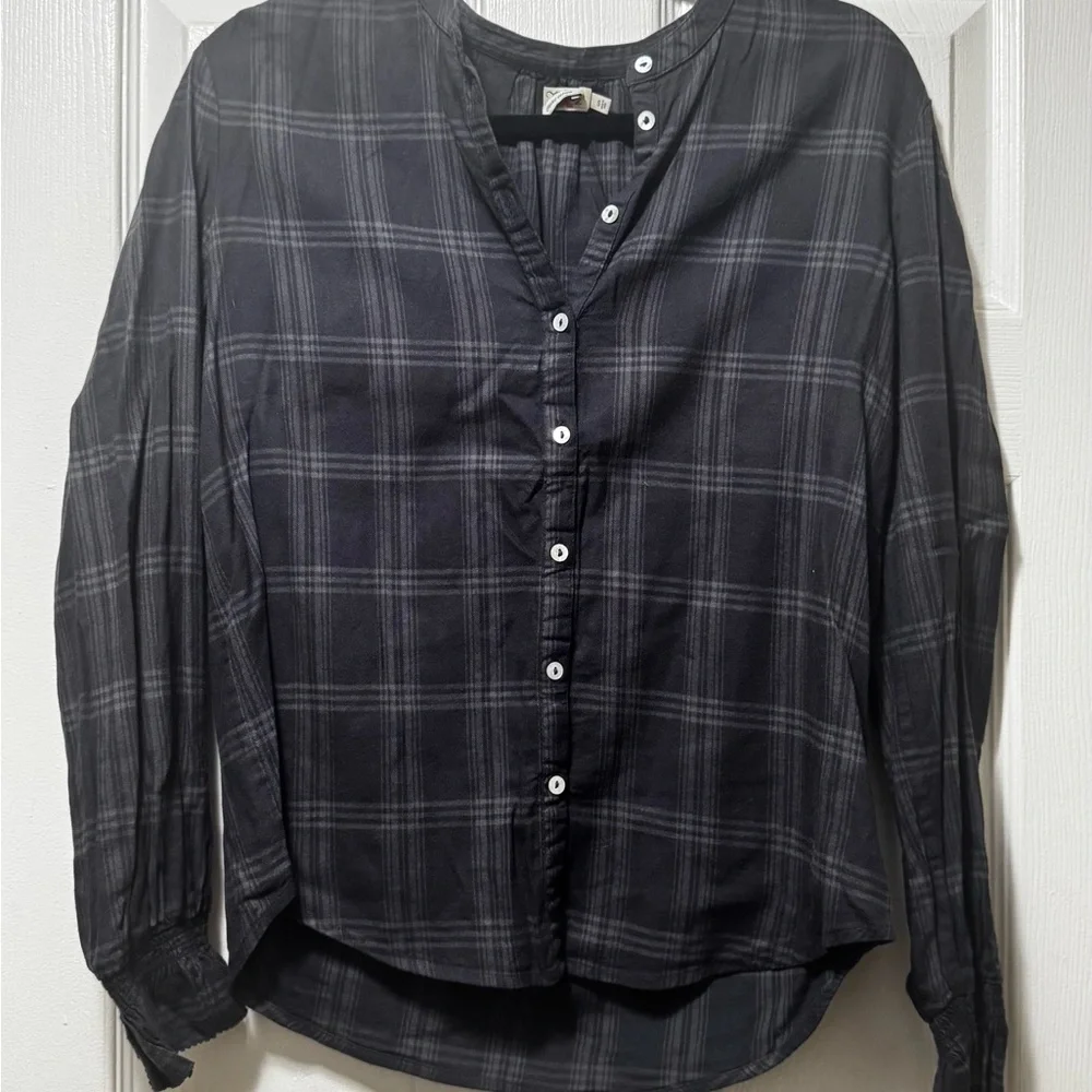 Faherty Navy Plaid Long Sleeve Top - Picture 2 of 10